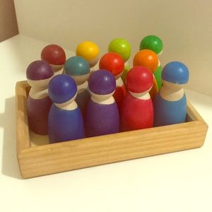 Grimm’s Set of 12 rainbow friends peg dolls